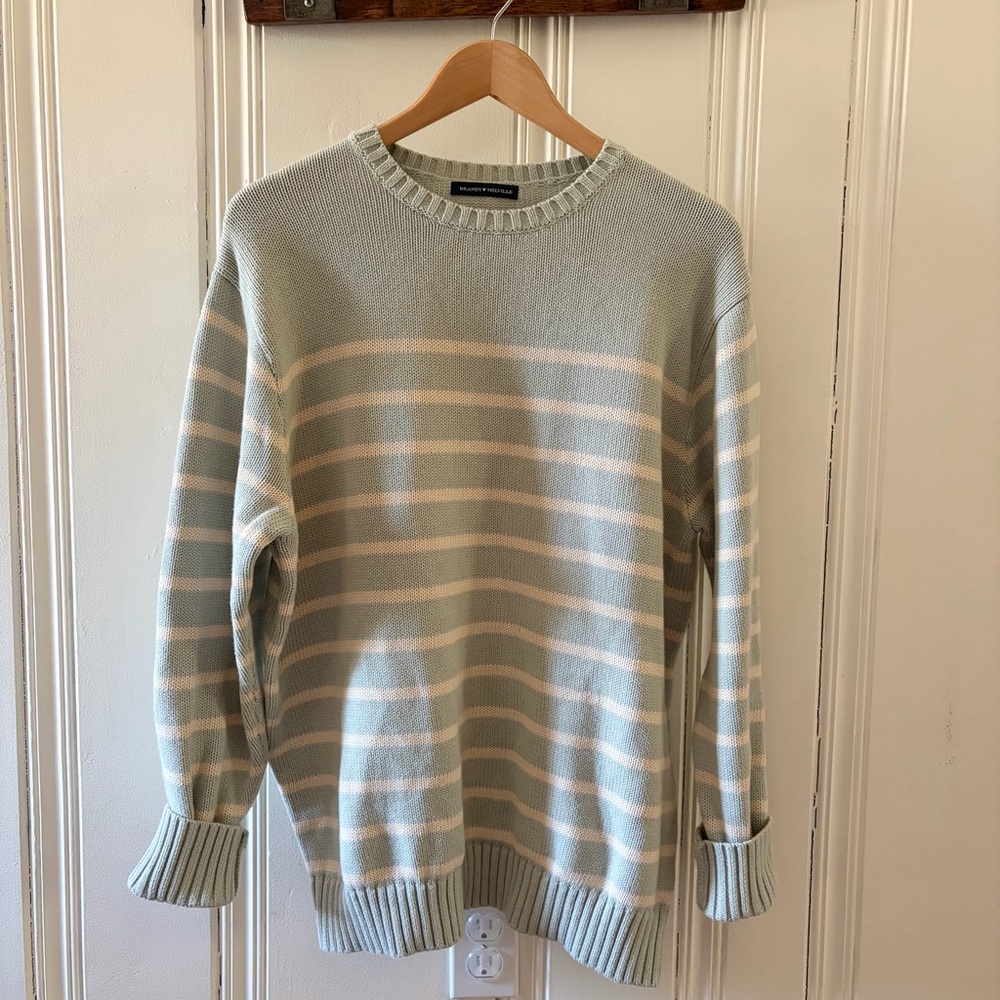 Brandy Melville Light Sage Knit Crewneck Sweater (Brianna thin striped)